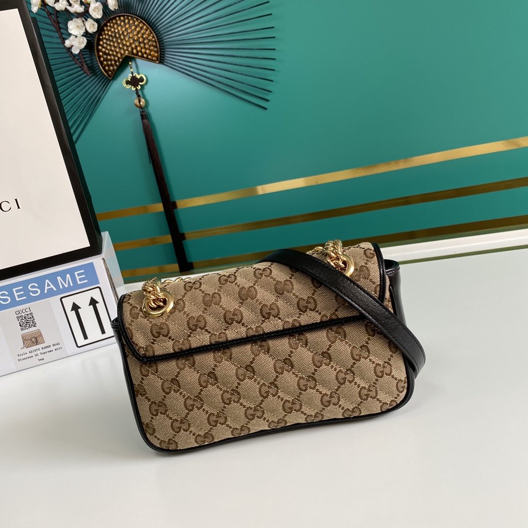 gg Marmont Matelassé Mini Bag Beige/Ebony Diagonal Matelassé Original gg Canvas For Women 8.5in/22cm 446744