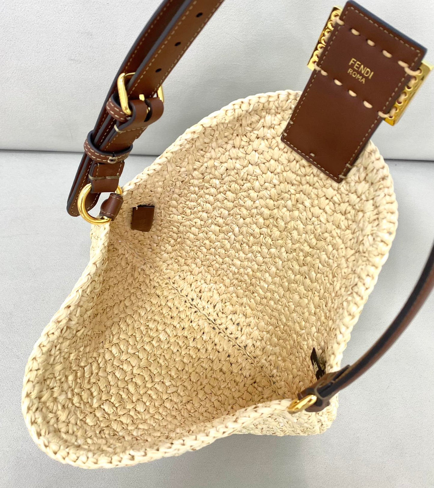 FI Small Croissant Hobo Bag Raffia For Women, Handbags, Shoulder Bags 11.4in/29cm FF 8BR790AFGJF1E1B