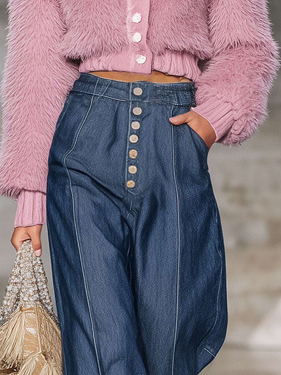 Fashion Retro Pink Long Fur Cardigan Coat