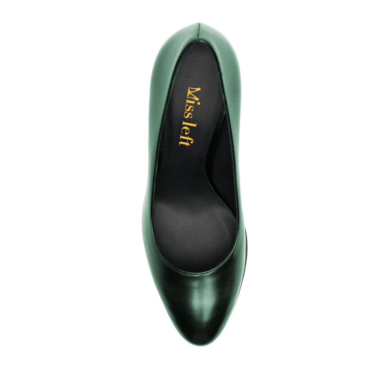 Dark Green Round Toe Chunky Heel Slip-On Platform Pumps for Women