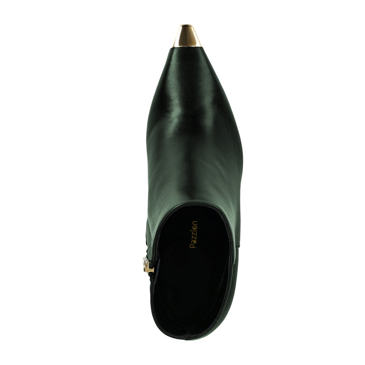 Dark Green Snip Toe Spool Heel Short Boots for Women with Zipper