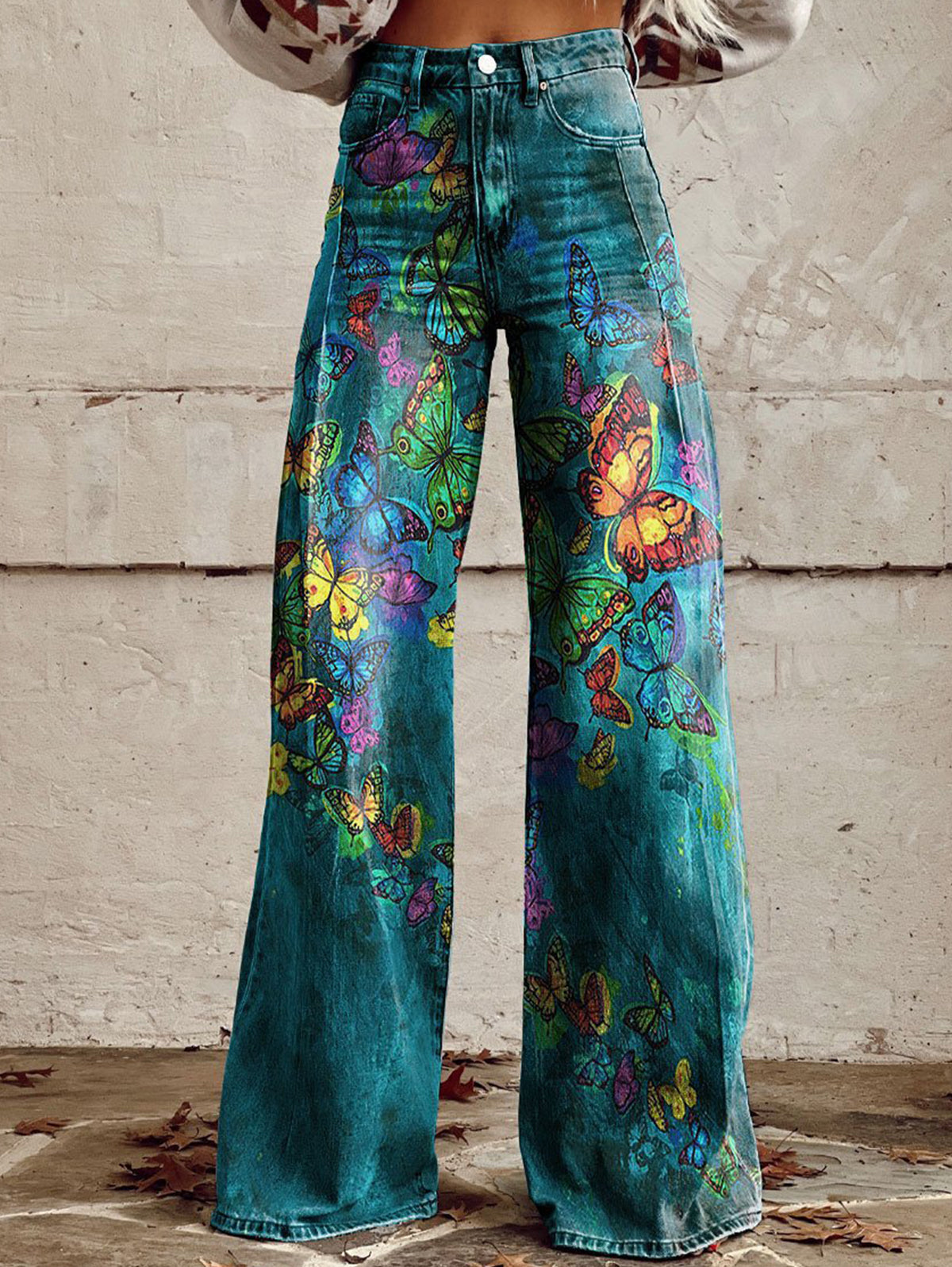 Daily High Rise Pattern Pocket Wide Leg Pants
