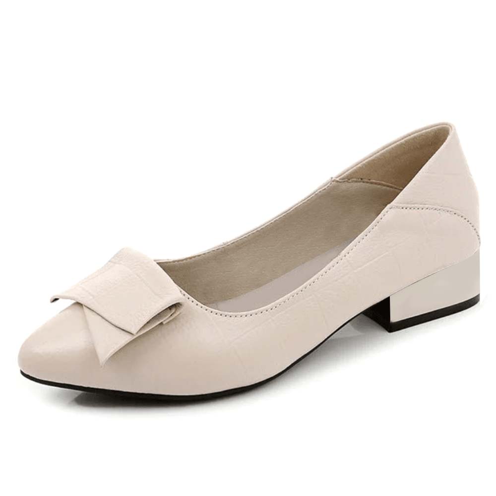 Beige Plaid Almond Toe Low Block Heel Pumps for Office