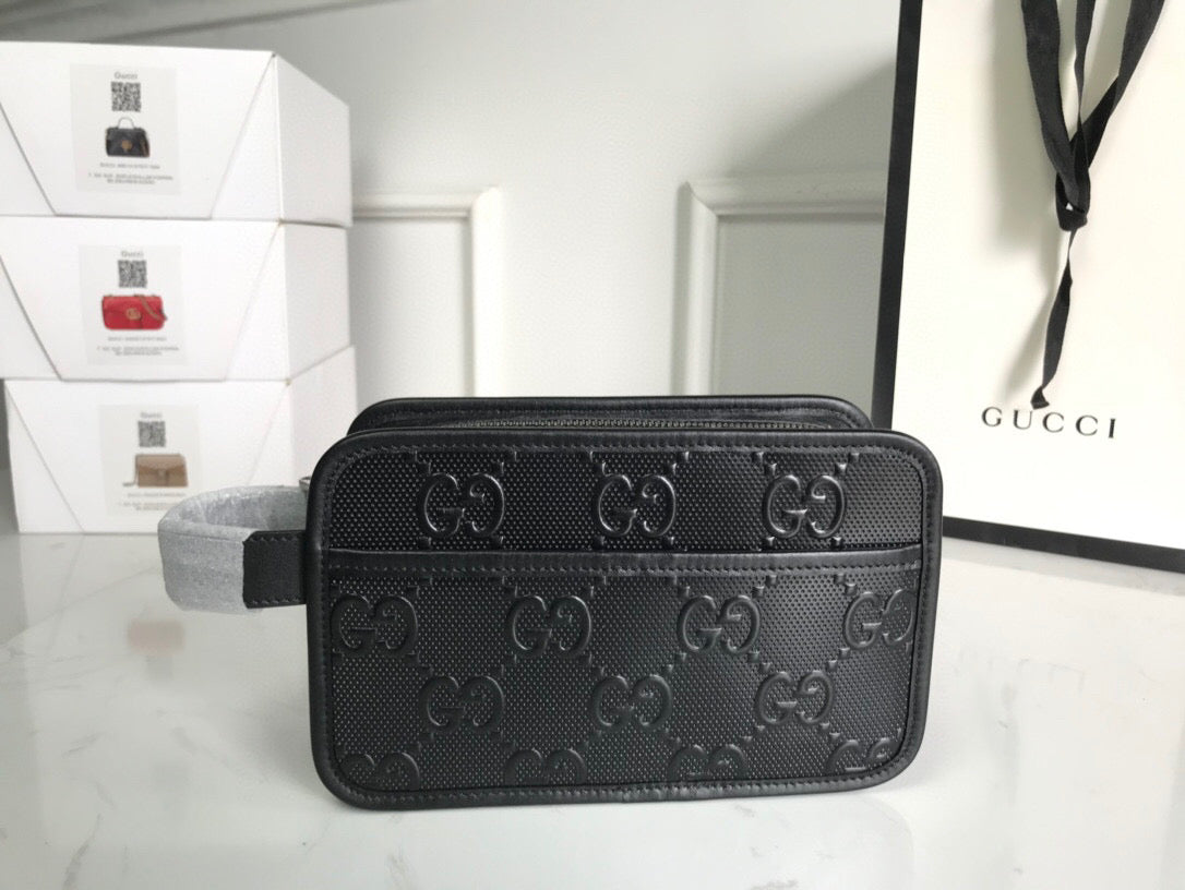 gg Embossed Cosmetic Case Black gg Embossed For Men 9in/23cm gg495