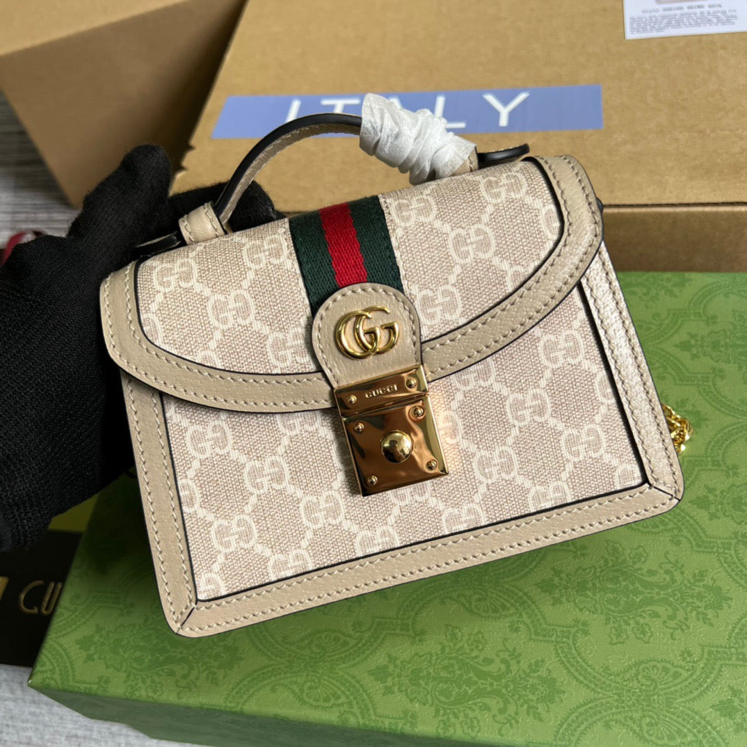 gg Ophidia gg Mini Shoulder Bag Beige For Women, Women’s Bags 6.9in/18cm gg 696180 UULAG 9682