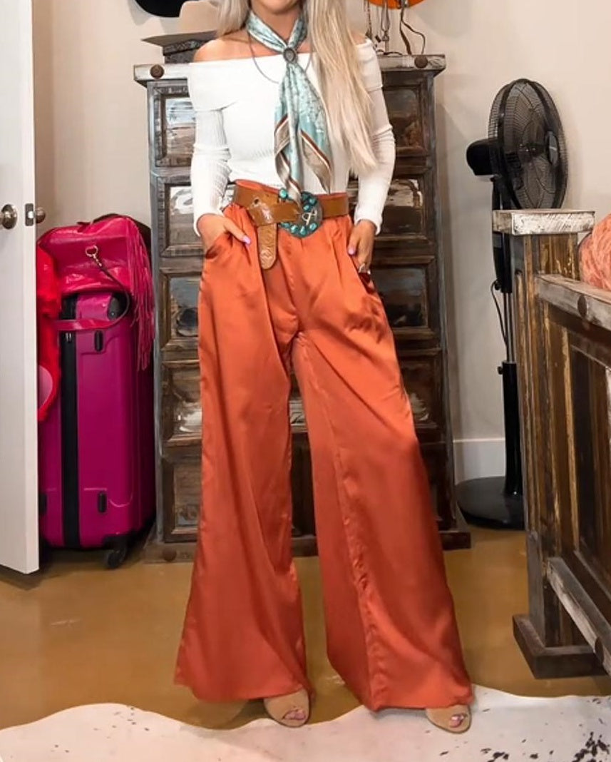 Comfortable High Waist Wide Leg Trousers