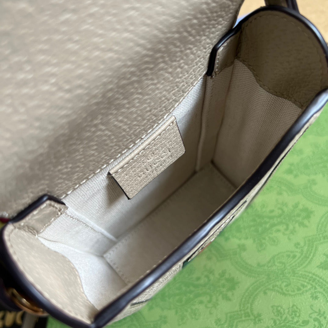 gg Ophidia Mini Bag Beige And White gg Supreme Canvas For Women 7in/17.5cm gg