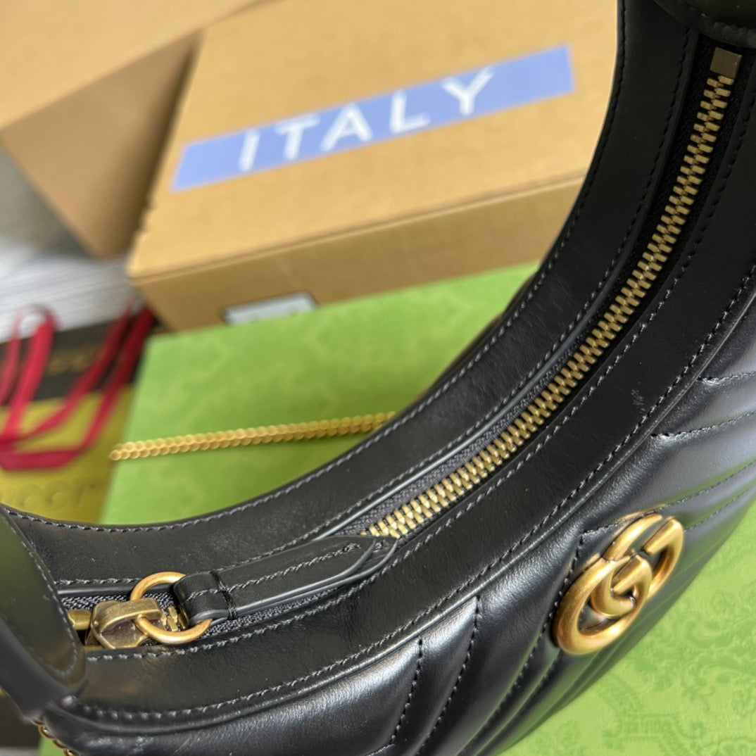 gg Marmont Half Moon Shaped Mini Bag Black For Women, Women’s Bags 8.5in/22cm gg 699514 DTDHT 1000