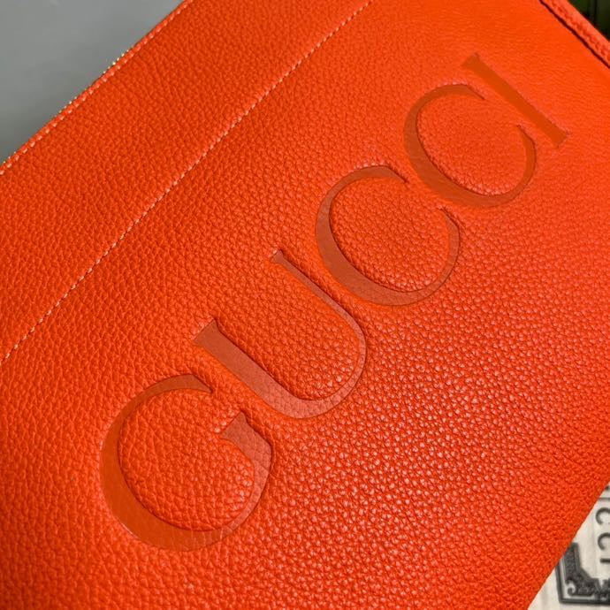 gg Clutch With gg Logo Orange For Men 12in/31cm gg