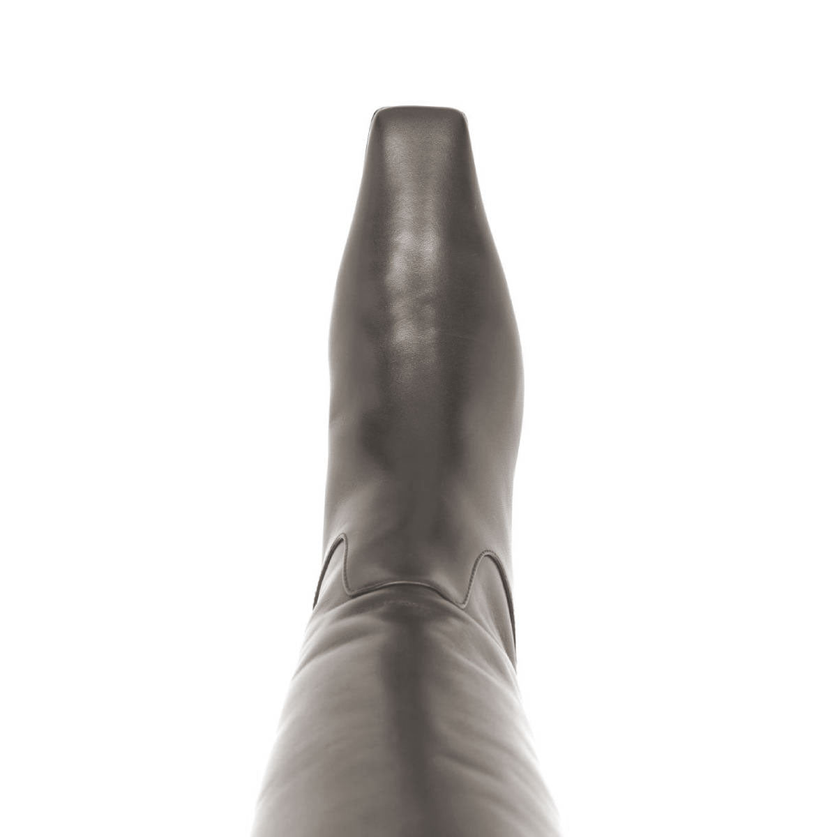 Dark Grey Square Toe Chunky Heel Knee-High Long Boots for Women