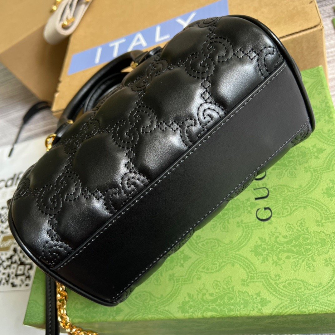 gg Matelasse Top Handle Bag Black For Women, Women’s Bags 7.5in/19cm gg 702251 UM8HG 1046