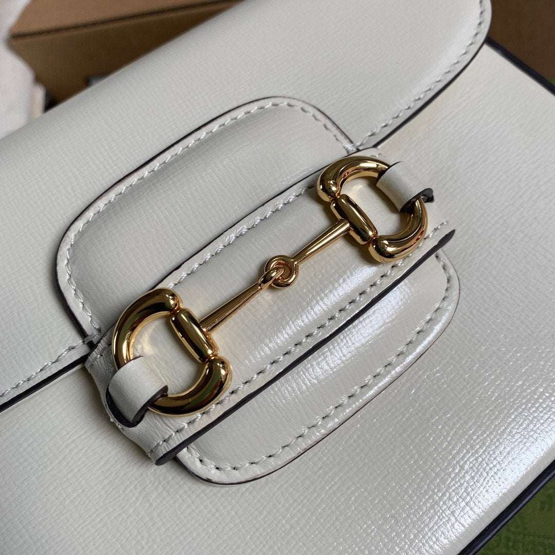 gg Horsebit 1955 Mini Bag White For Women, Women’s Bags 8in/21cm gg 658574 18YSG 9068