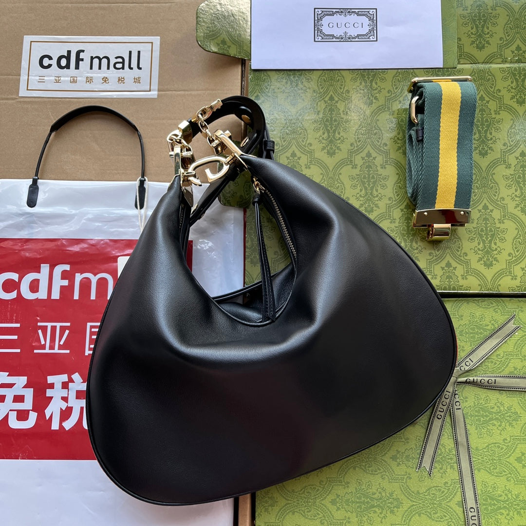 gg Atache Large Shoulder Bag Black For Women, Women’s Bags 13.8in/35cm gg 702823 UXWBG 1037