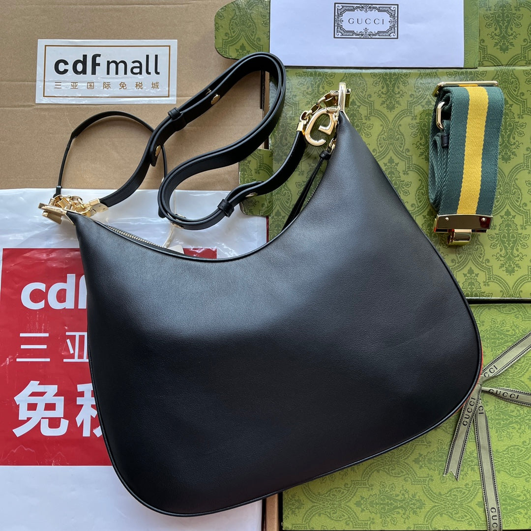 gg Atache Large Shoulder Bag Black For Women, Women’s Bags 13.8in/35cm gg 702823 UXWBG 1037