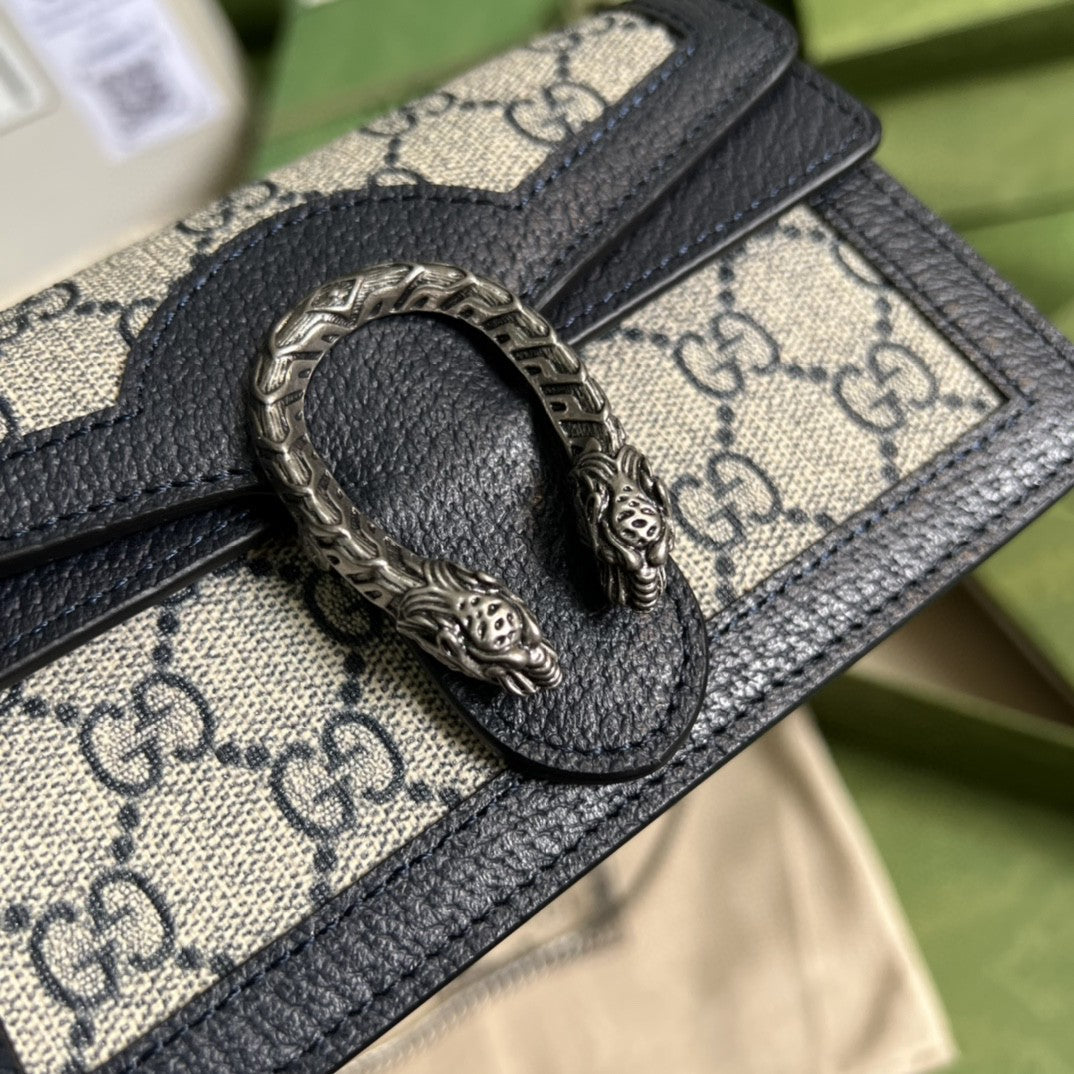 Dionysus gg Super Mini Bag Beige And Blue gg Supreme Canvas For Women 6.5in/17cm 476432