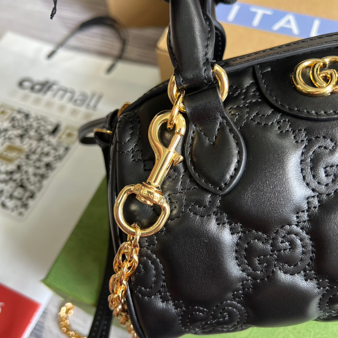 gg Matelasse Top Handle Bag Black For Women, Women’s Bags 7.5in/19cm gg 702251 UM8HG 1046