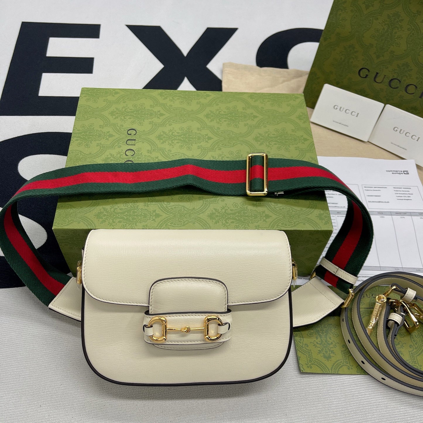 gg Horsebit 1955 Mini Bag White For Women, Women’s Bags 8in/21cm gg 658574 18YSG 9068
