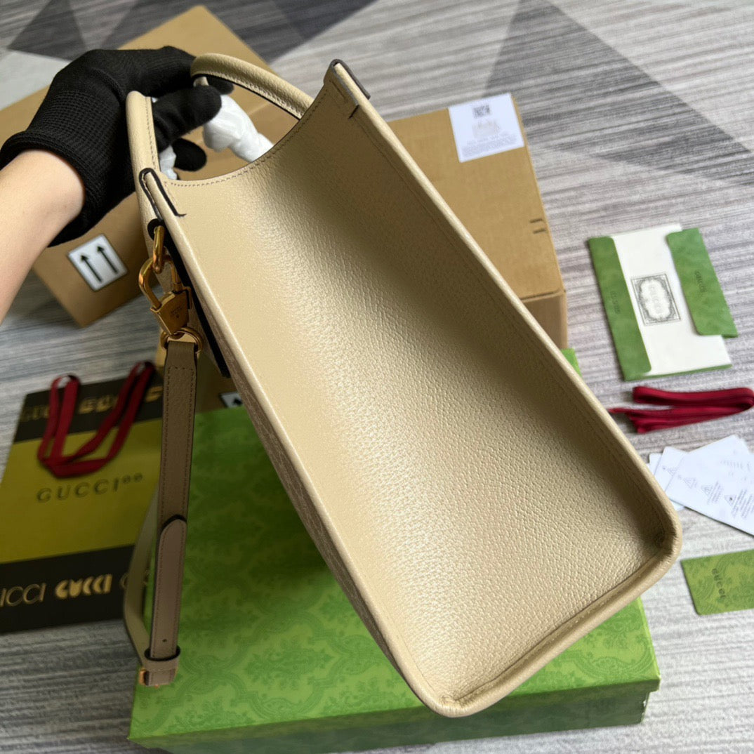 gg Small Tote Bag With Interlocking G Beige For Women, Women’s Bags 12.2in/31cm gg 659983 UULBT 9683