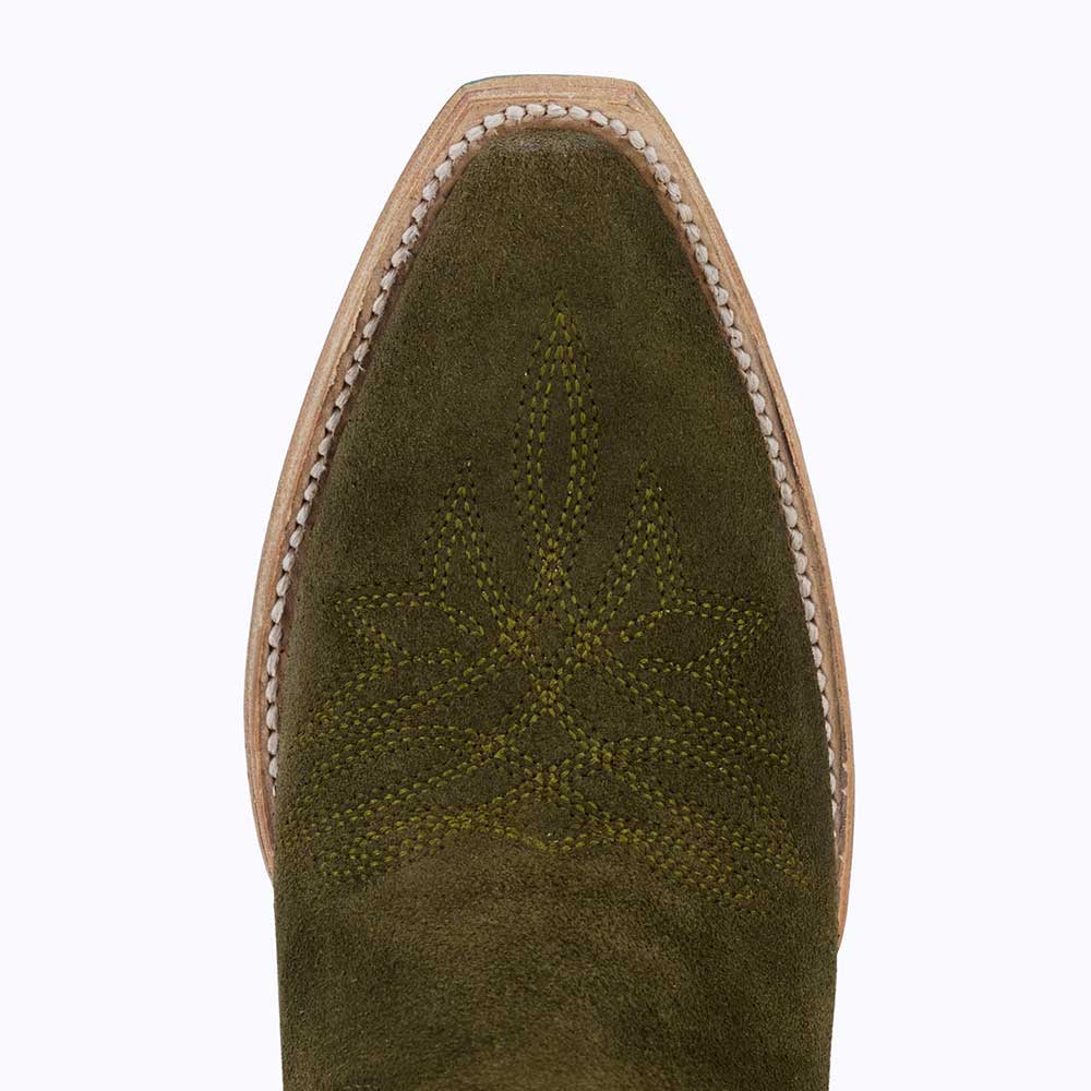 Elegant Embroidered Chunky Heel Mid-Calf Cowgirl Boots in Oliver