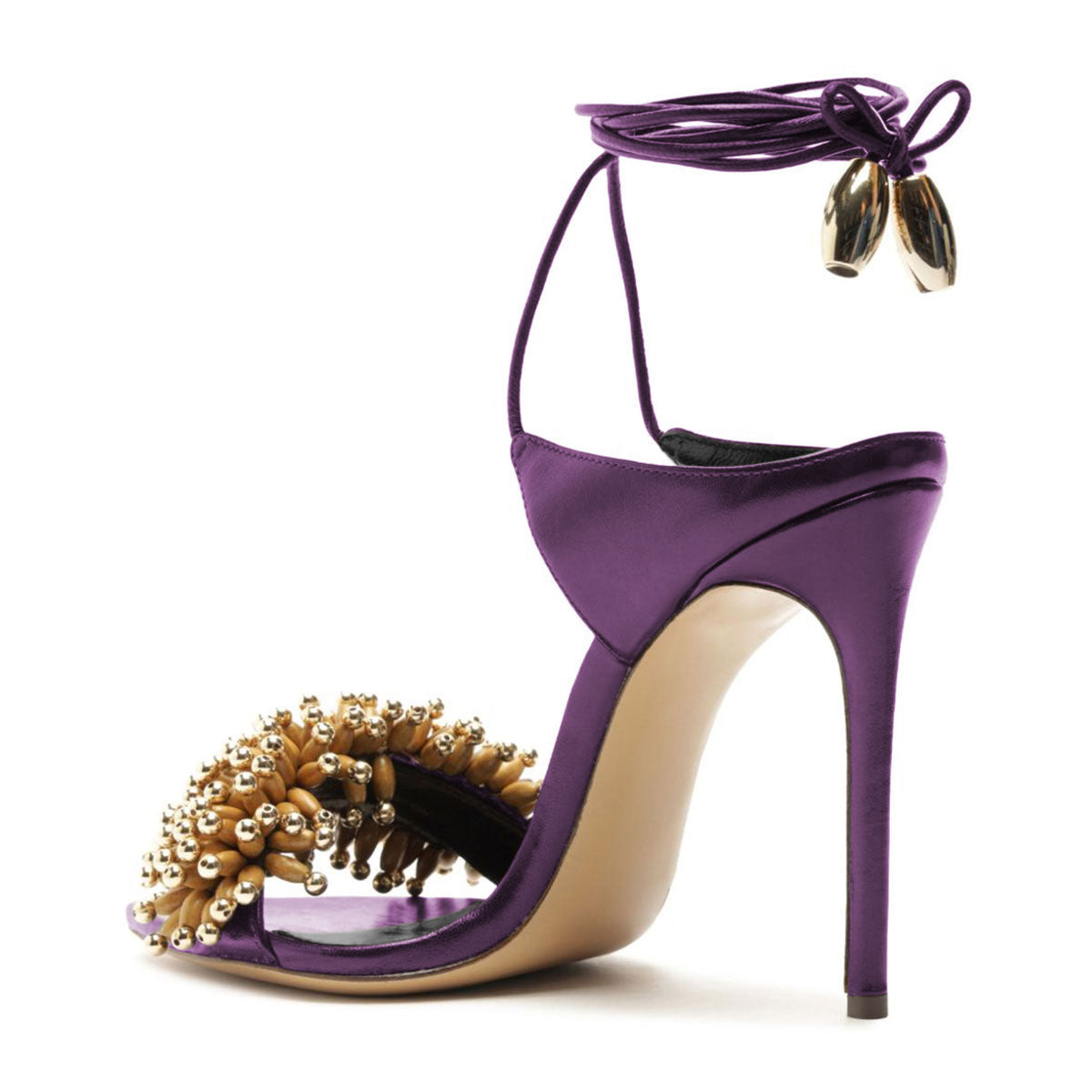 Ankle Strap Stiletto High Heel Purple Dress Sandals for Women
