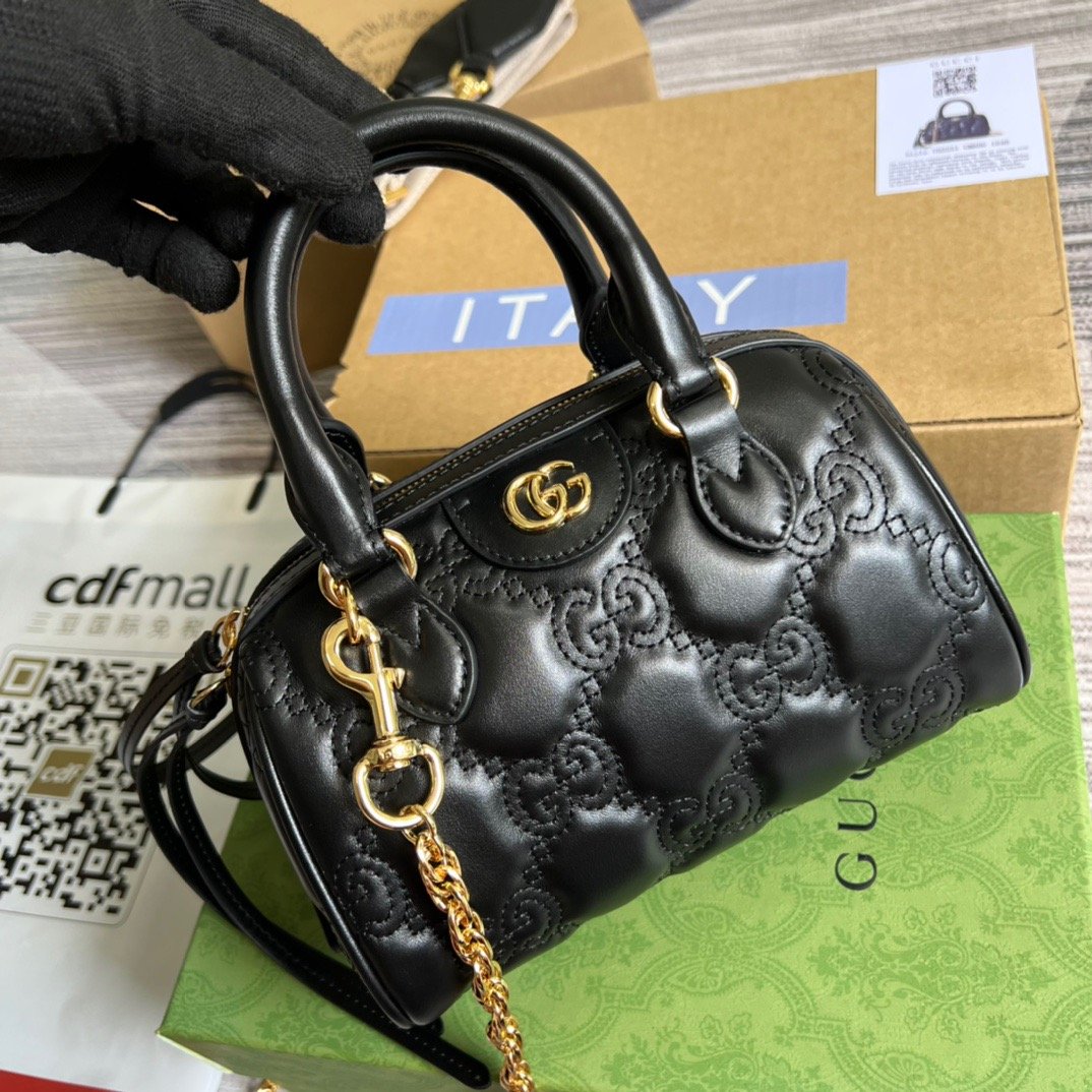 gg Matelasse Top Handle Bag Black For Women, Women’s Bags 7.5in/19cm gg 702251 UM8HG 1046