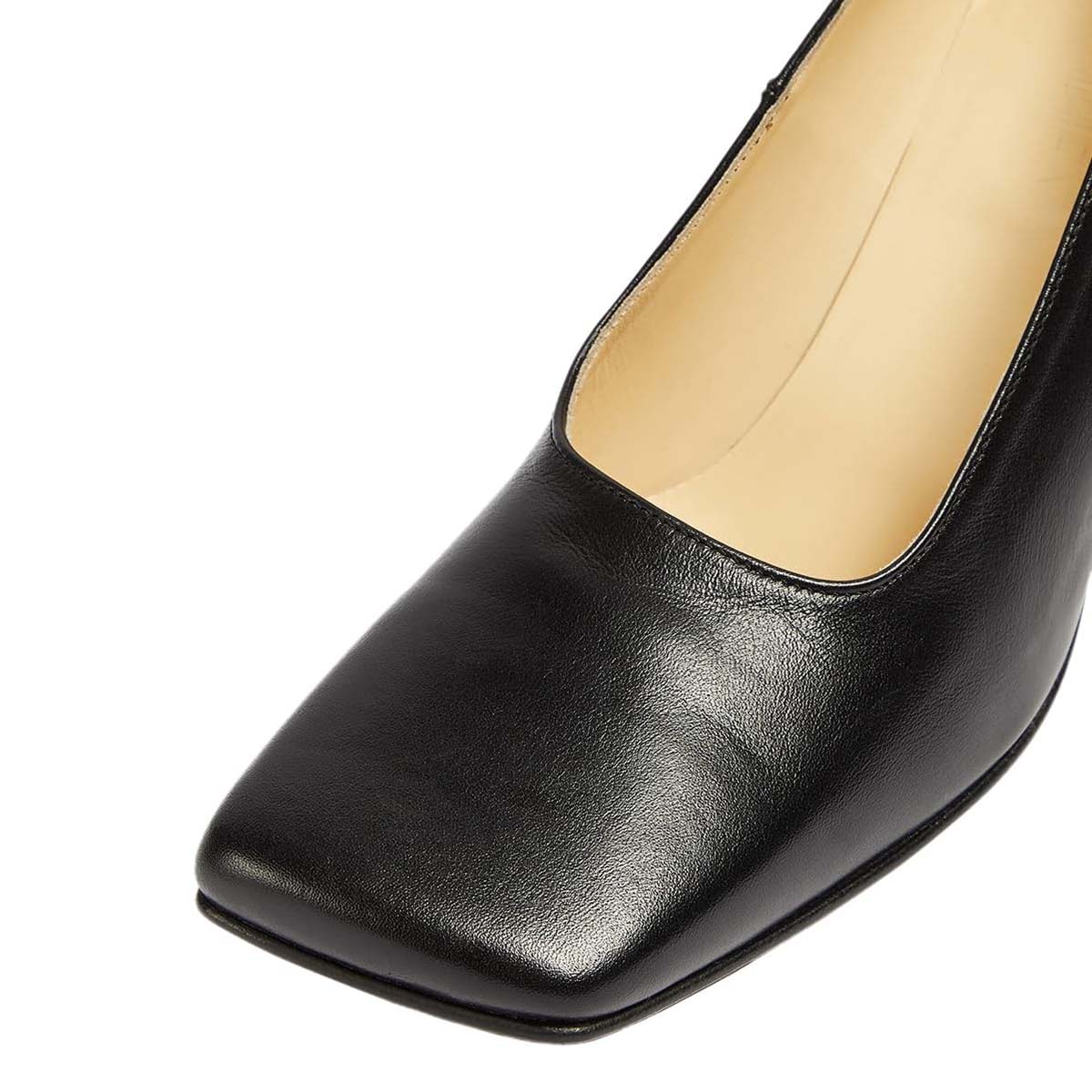 Elegant Vegan Leather Slip-On Square Toe Flared Heel Black Pumps