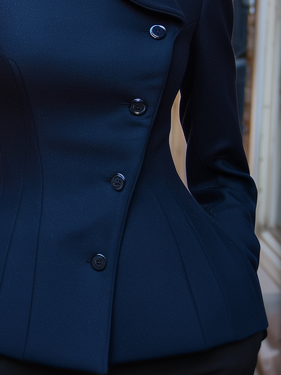 Elegant Sculpted High-Collar Hourglass Blazer