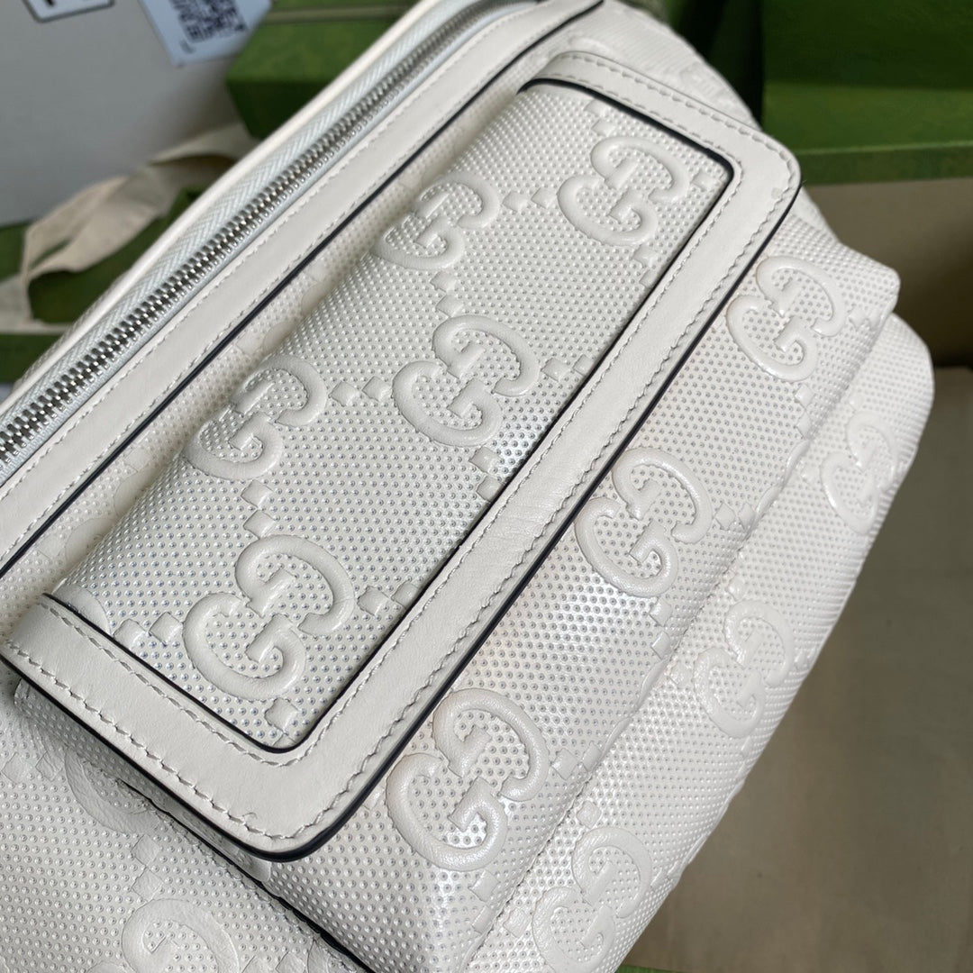 gg Embossed Belt Bag White gg Embossed For Men 11in/28cm gg