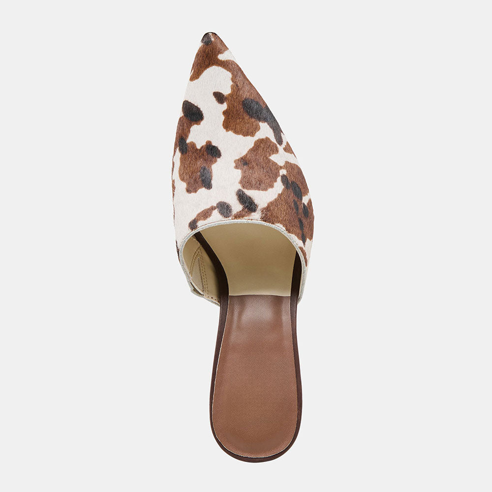 Beige & Brown Leopard Pointed Toe Stiletto Heel Womens Mules Shoes