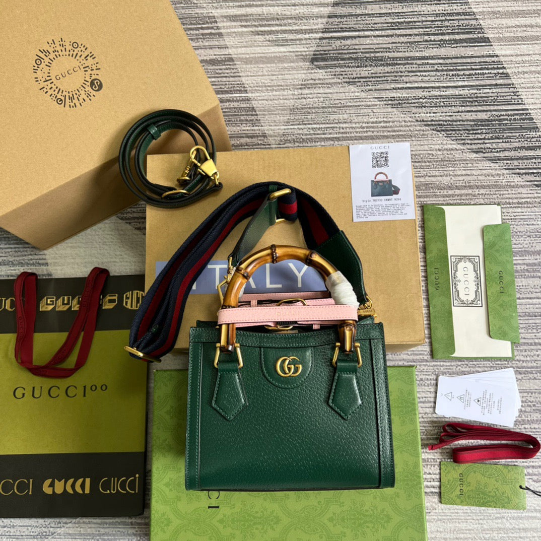 gg Diana Mini Tote Bag Green For Women, Women’s Bags 7.9in/20cm gg 702732 U3ZDT 3670