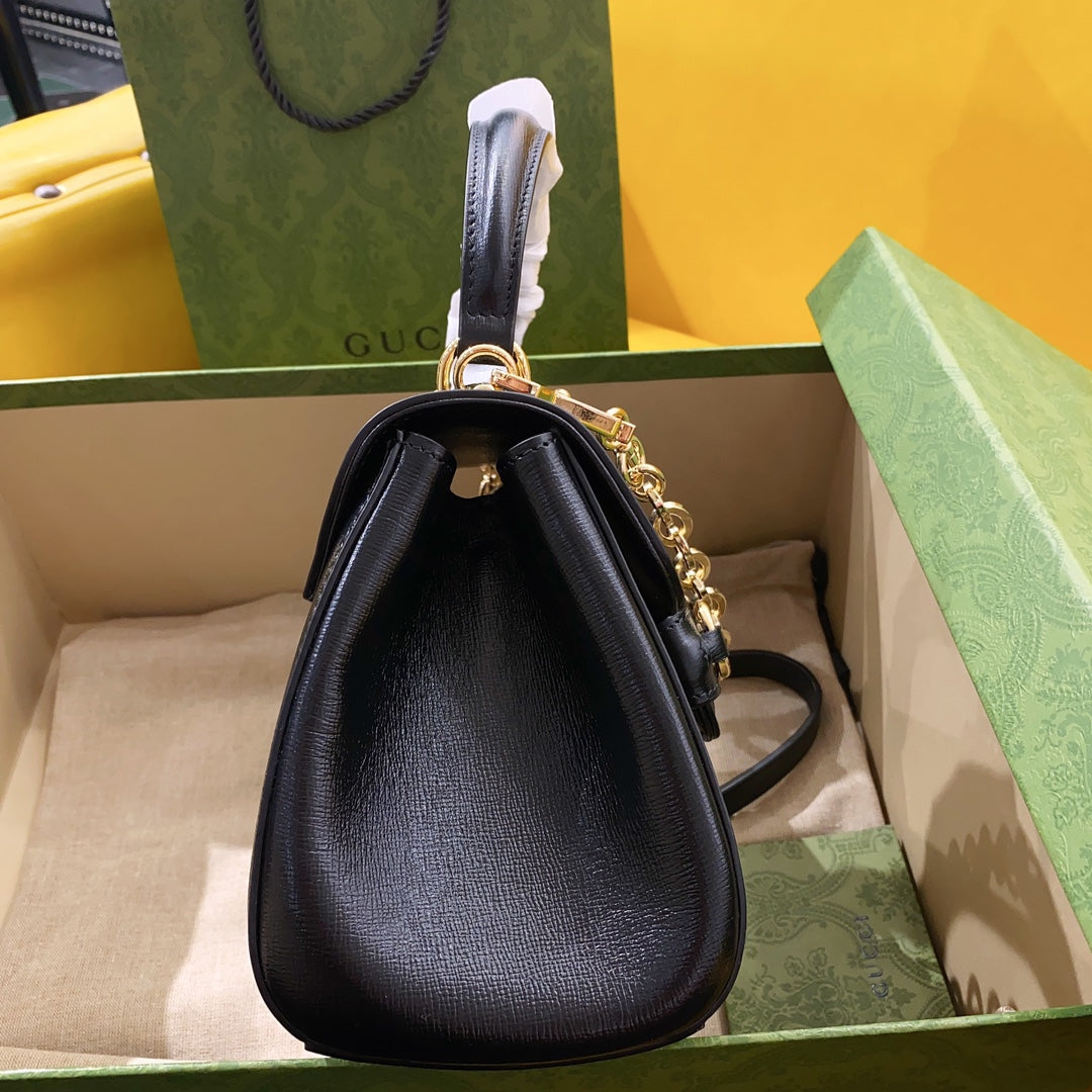 gg Horsebit 1955 Mini Bag Black For Women, Women’s Bags 8.7in/22cm gg 703848 AAA7G 1000
