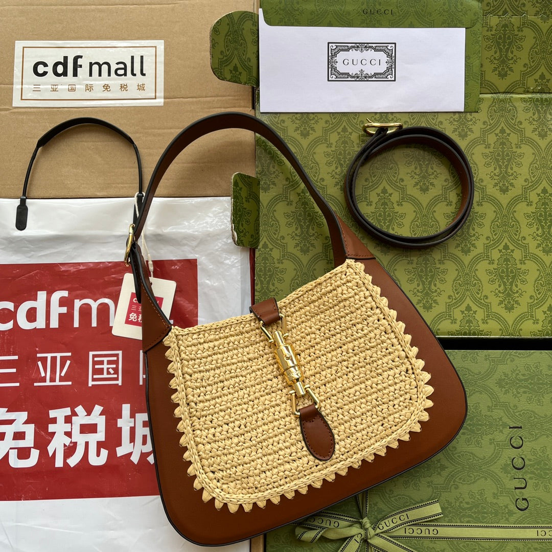 gg Jackie 1961 Small Bag Beige And Brown For Women, Women’s Bags 10.8in/27.5cm gg 