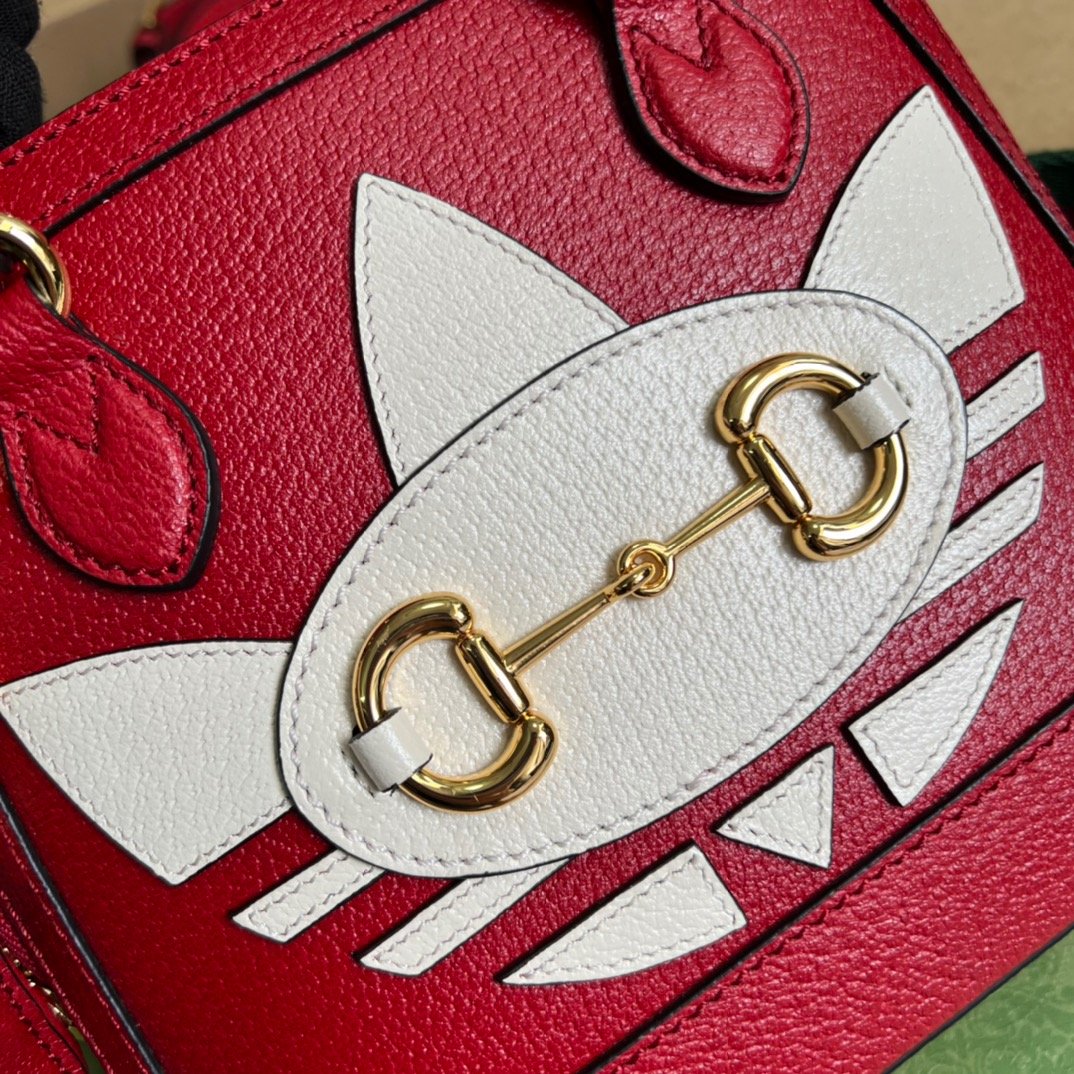 gg x Adidas Horsebit 1955 Mini Bag Red For Women, Women’s Bags 7.9in/20cm gg