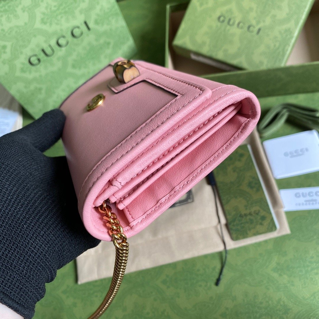 gg Diana Chain Wallet With Bamboo Pink For Women, Women’s Bags 7.4in/19cm gg