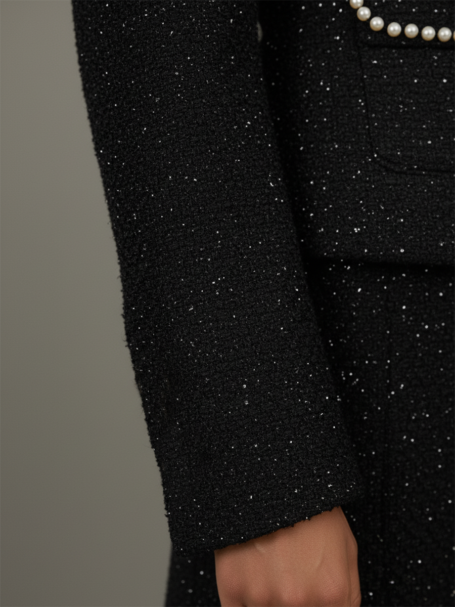Elegant Vintage Tweed Jacket And Long Skirt Set