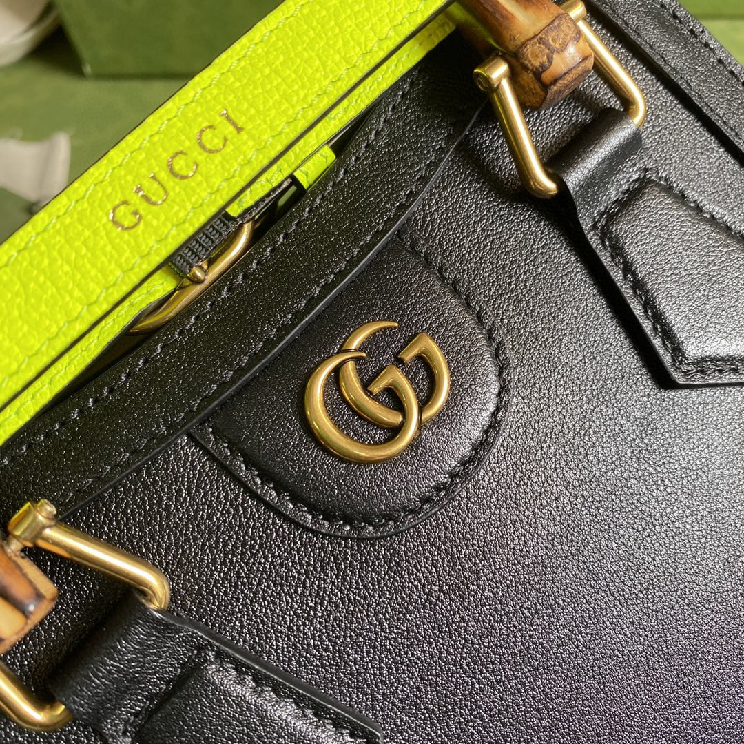 gg Diana Small Tote Bag Black For Women 8in/20cm gg 702732 U3ZDT 1260