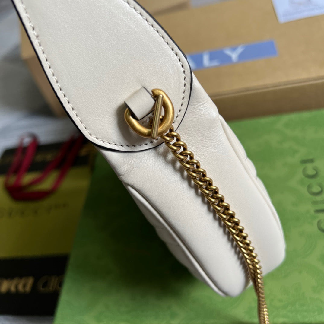 gg Marmont Half Moon Shaped Mini Bag White For Women, Women’s Bags 8.5in/22cm gg 699514 DTDHT 9022