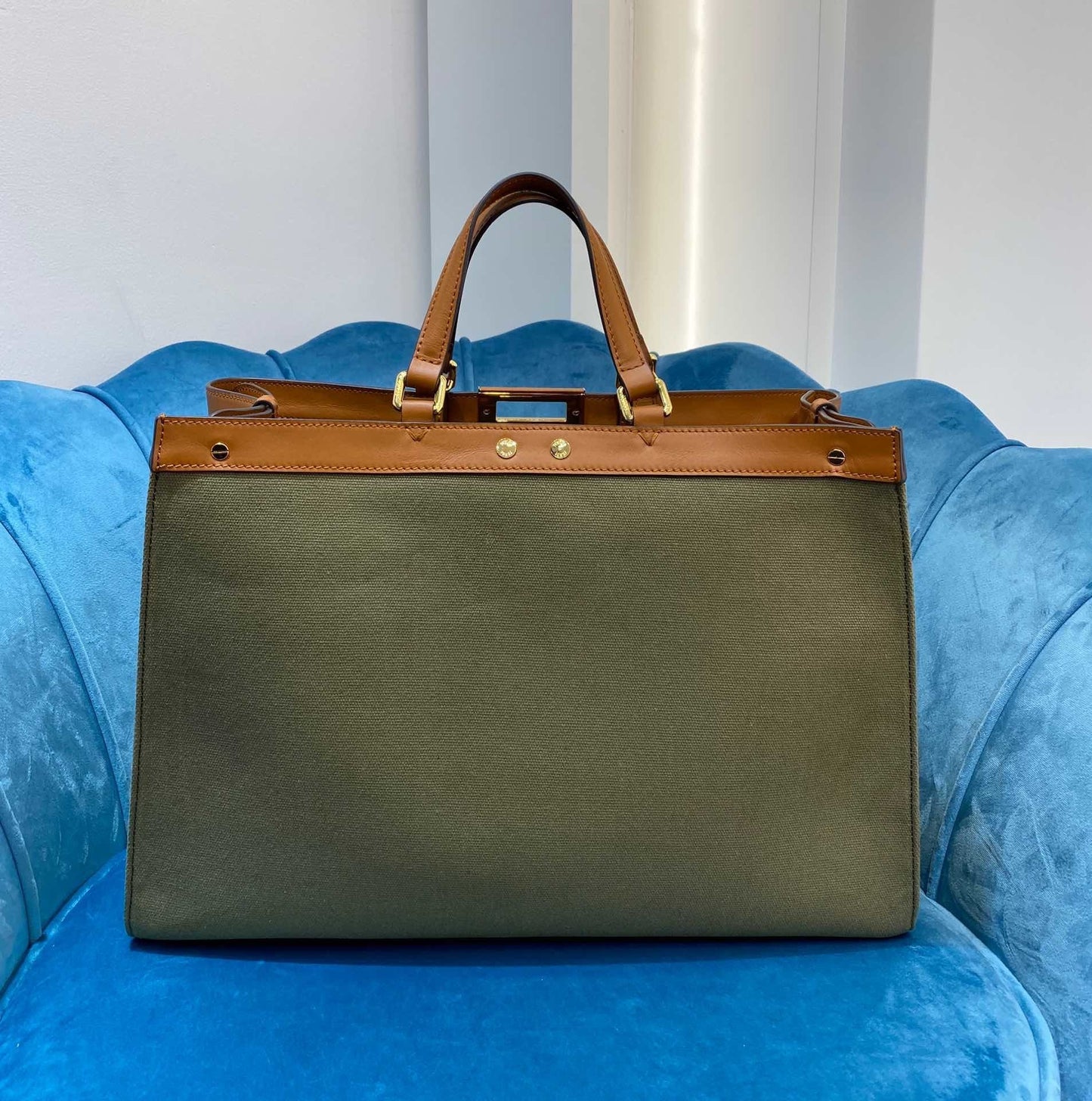 FI Peekaboo x Tote Bag Khaki For Women, Bags 15.7in/40cm FF 8BH374