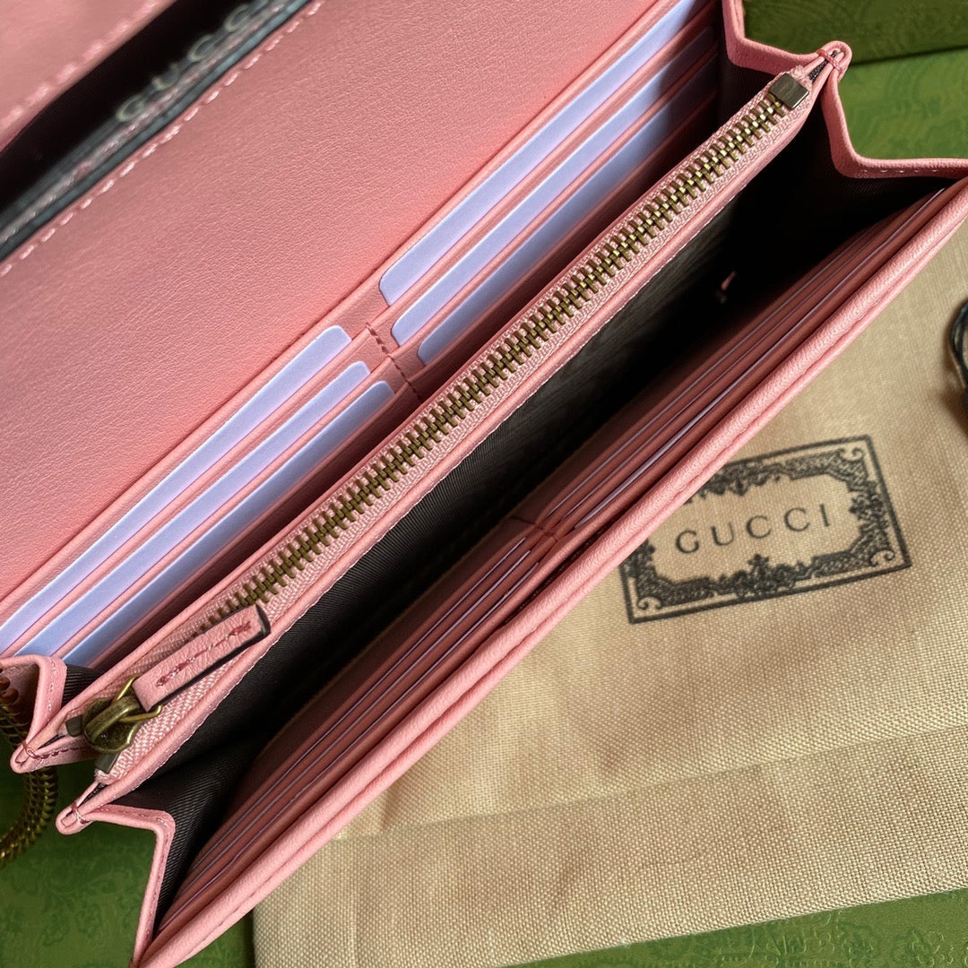 gg Diana Chain Wallet With Bamboo Pink For Women, Women’s Bags 7.4in/19cm gg