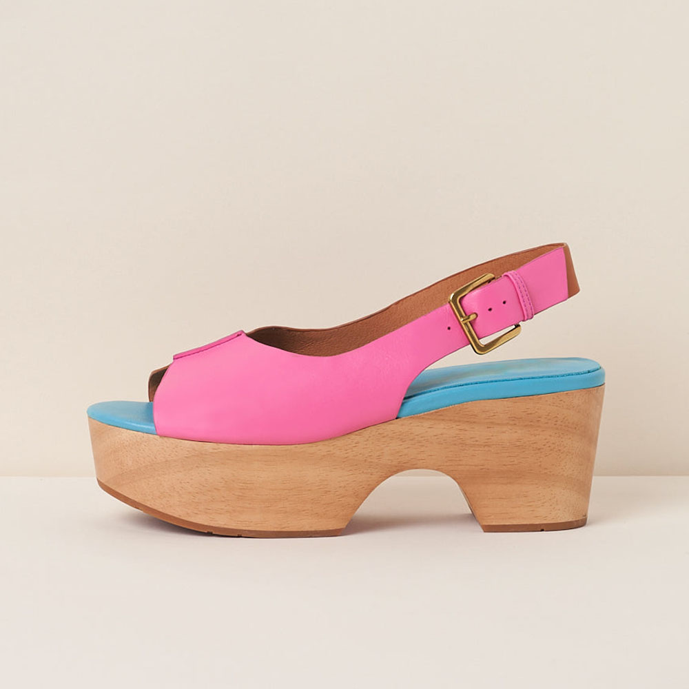 Fashion Multicolor Open Toe Slingback Heeled Clogs with Platform