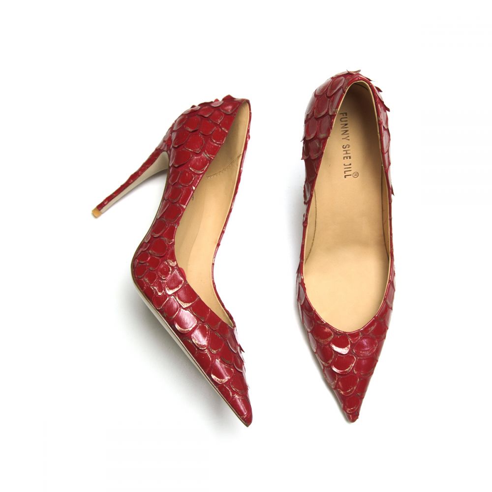 Genuine Leather Pointed Toe 4'' Stiletto Heel Pumps for Women