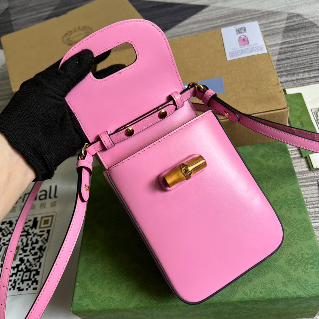 gg Bamboo Mini Handbag Pink For Women, Women’s Bags 6.2in/16cm gg 702106 UZY0T 5814