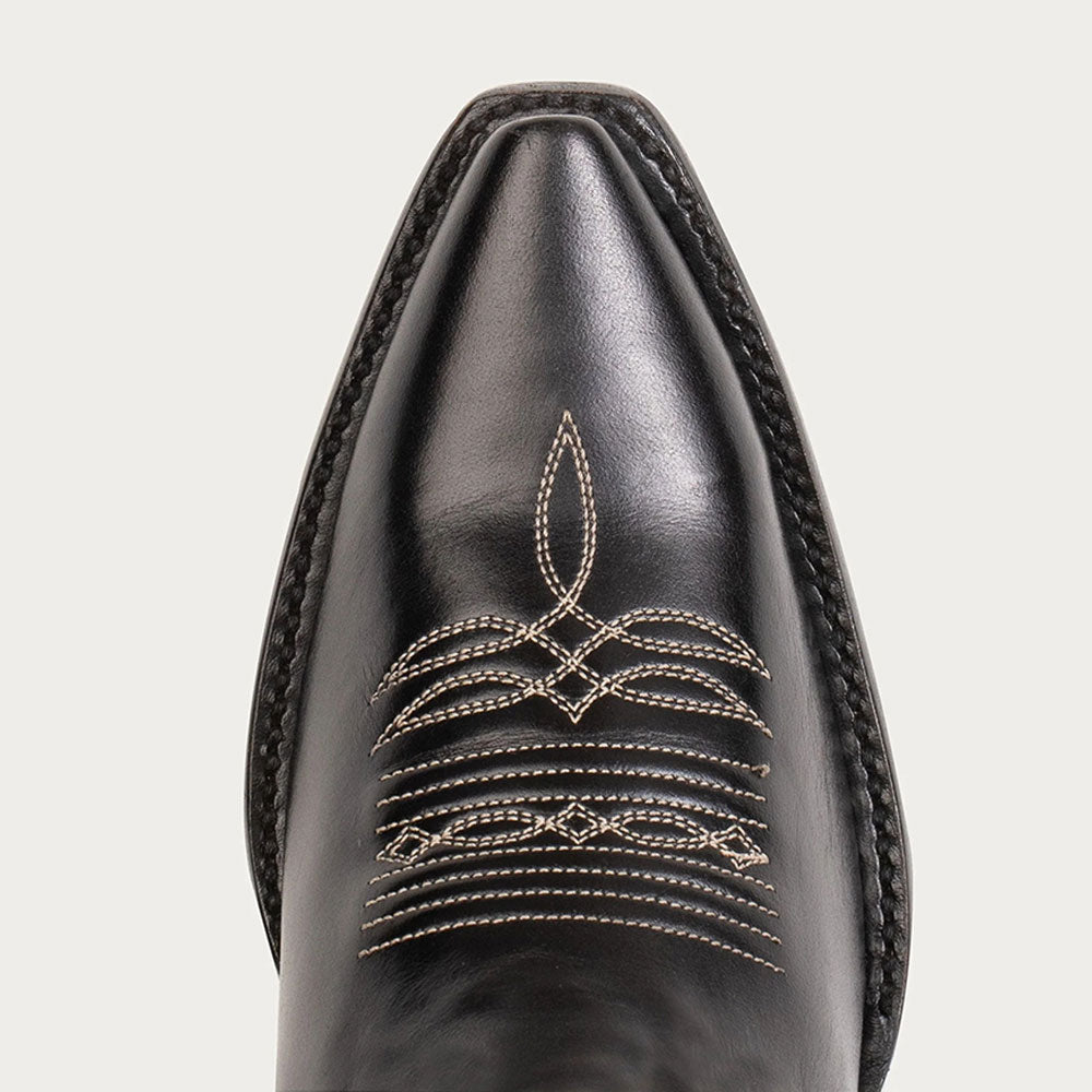 Embroidered Snip Toe Butterfly Inlay Black Cowgirl Booties for Women