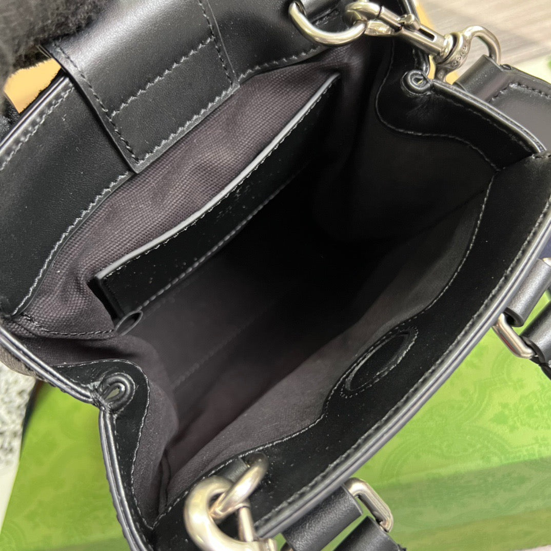 gg Supreme Mini Tote Bag Black gg Supreme Canvas For Women 7.9in/20cm gg 696010 K5RLN 1095