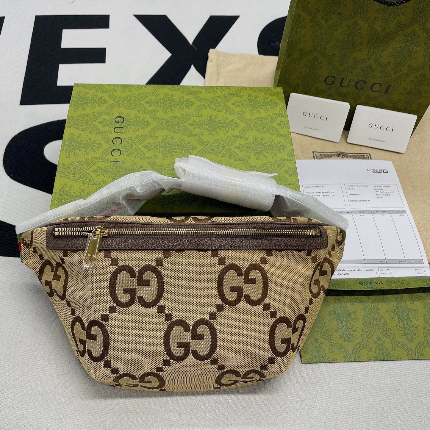 gg Jumbo gg Belt Bag Camel And Ebony Jumbo gg Canvas For Women 15.3in/39cm gg 696031 UKMDG 2570