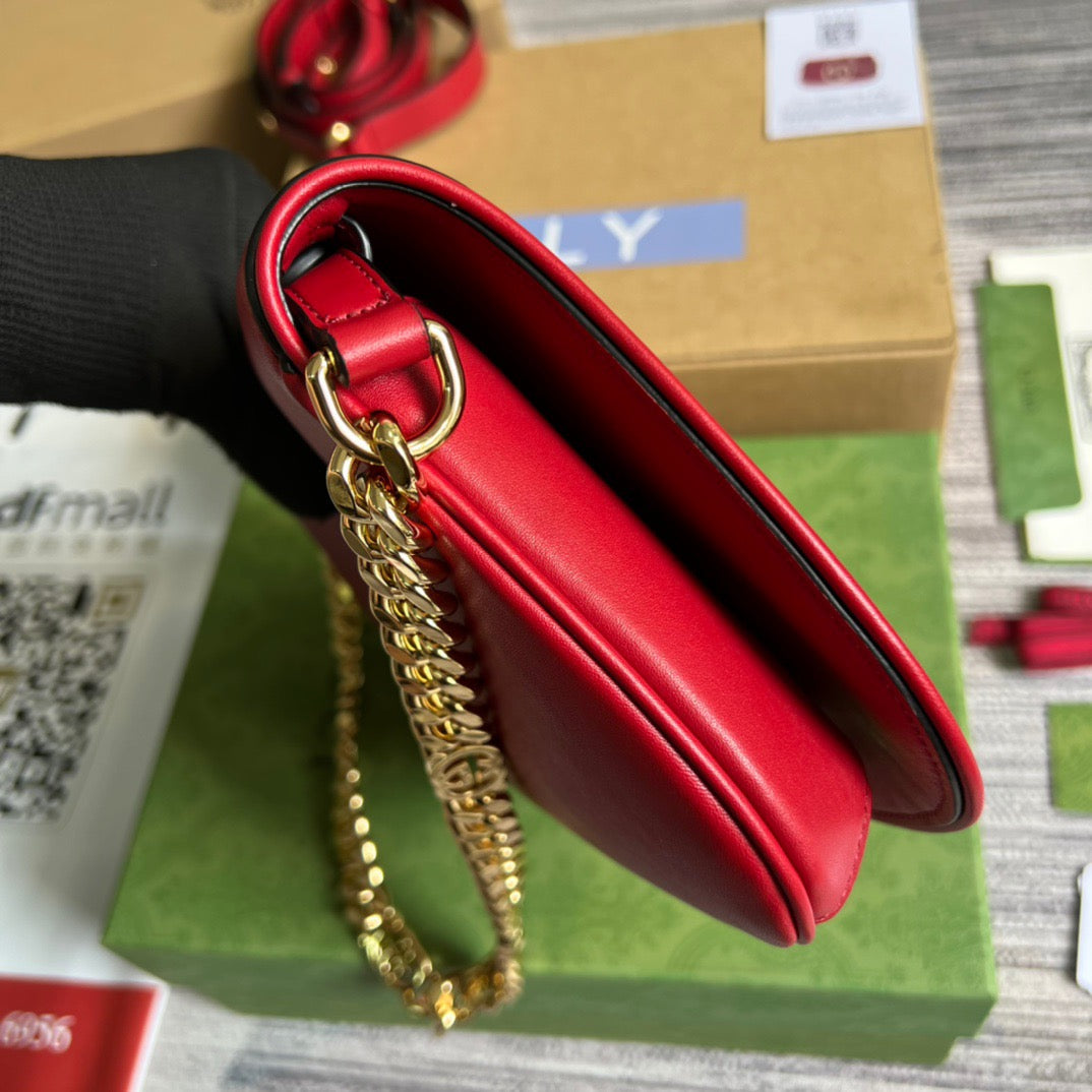 gg Blondie Shoulder Bag Red For Women, Women’s Bags 11in/28cm gg