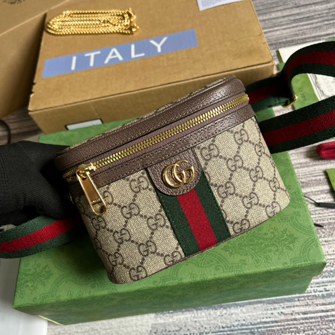gg Ophidia Belt Bag With Web Beige/Ebony Soft gg Supreme Canvas For Men 7.1in/18cm gg 699765 96IWG 8745