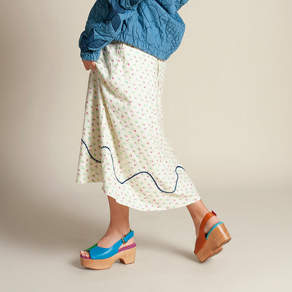 Fashion Multicolor Open Toe Slingback Heeled Clogs with Platform