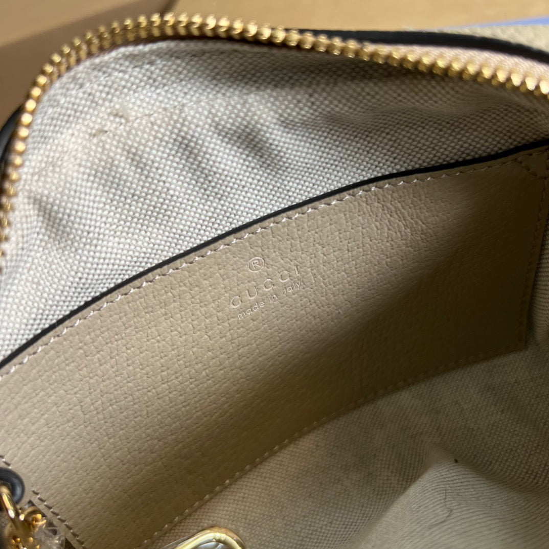 gg Ophidia Mini gg Bag Beige And Ebony gg Supreme Canvas, With Beige For Women 7in/17.5cm gg