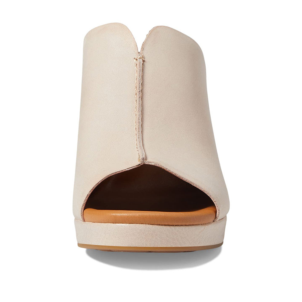 Beige Open Toe 4'' Chunky Heel Platform Elegant Mules